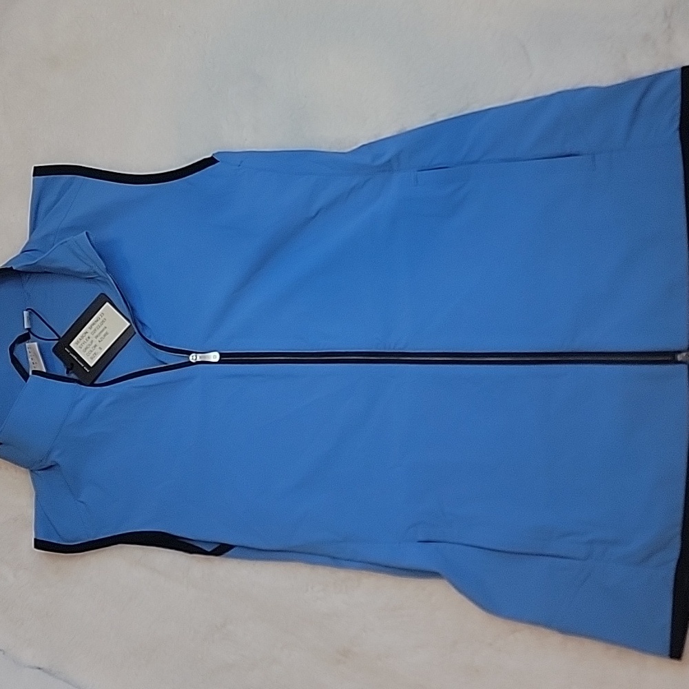 NWT Dunning Golf Zip-Up Vest In Azure Blue. Size Small. Double Zipper.